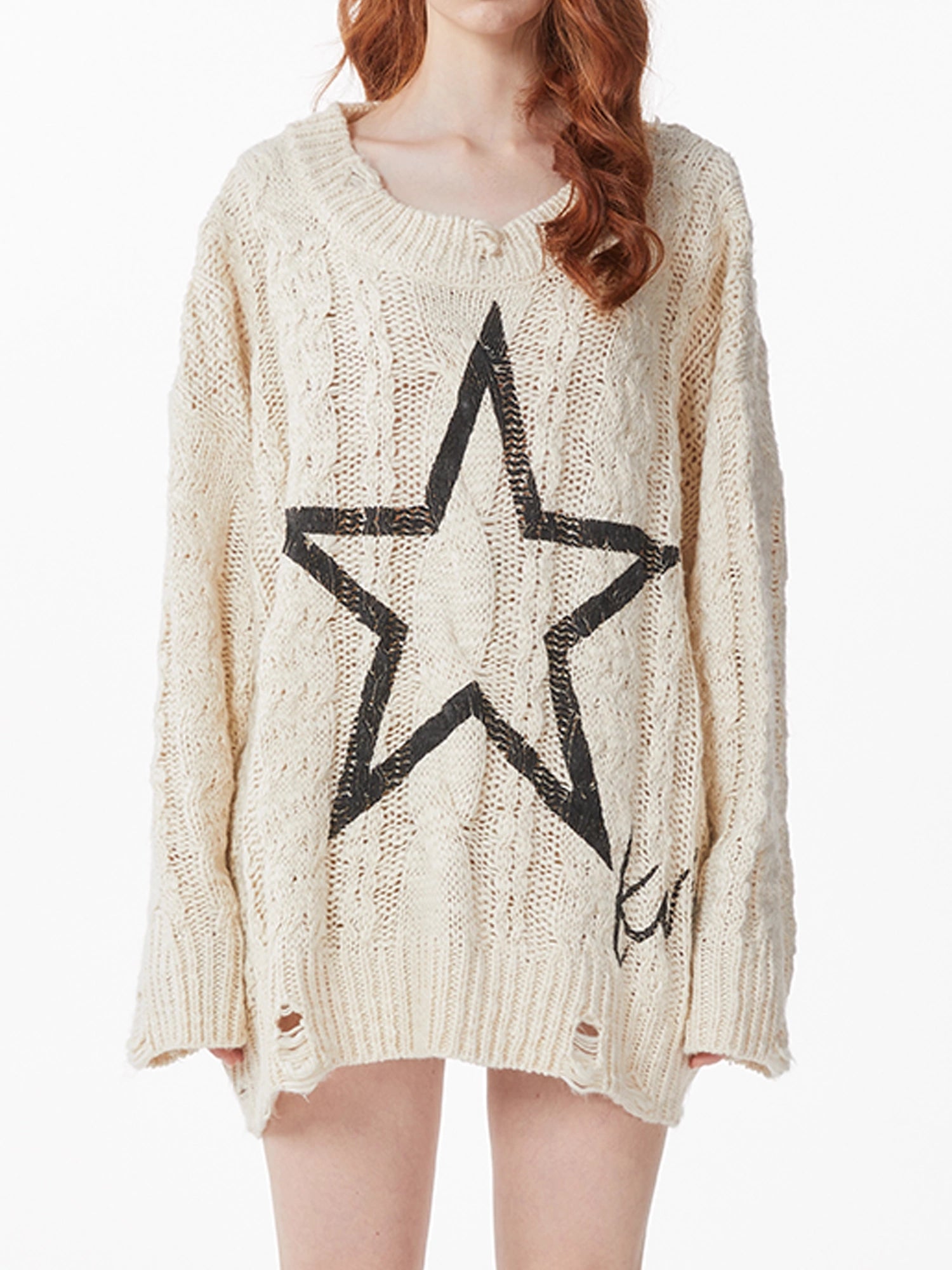 kvkv_Vintage_Cable_Knit_Sweater_With_Faded_Star_Print_MISSTT