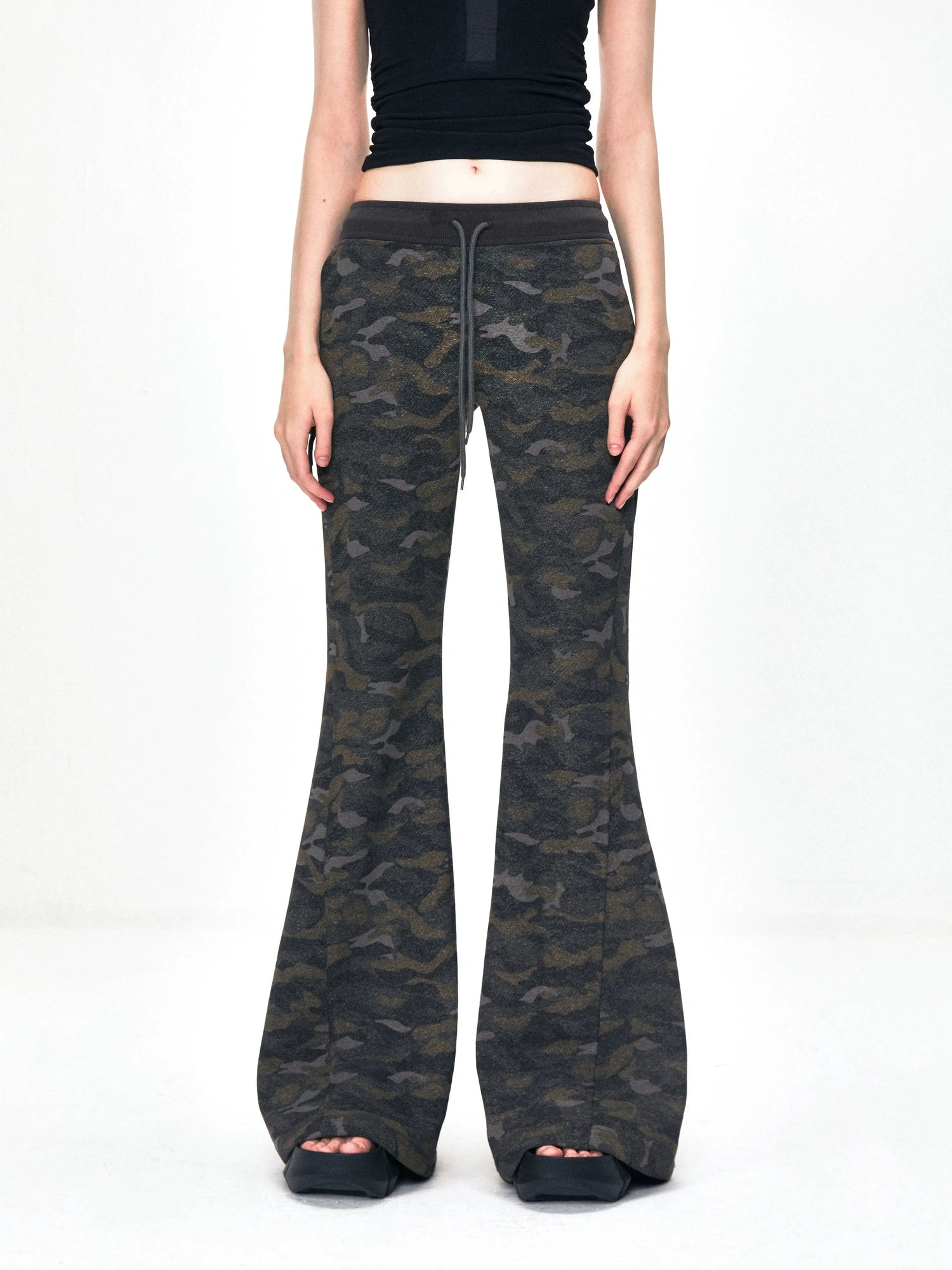 kvkv Vintage Camouflage Drawstring Flared Sweatpants