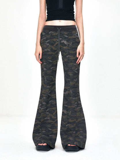 kvkv Vintage Camouflage Drawstring Flared Sweatpants