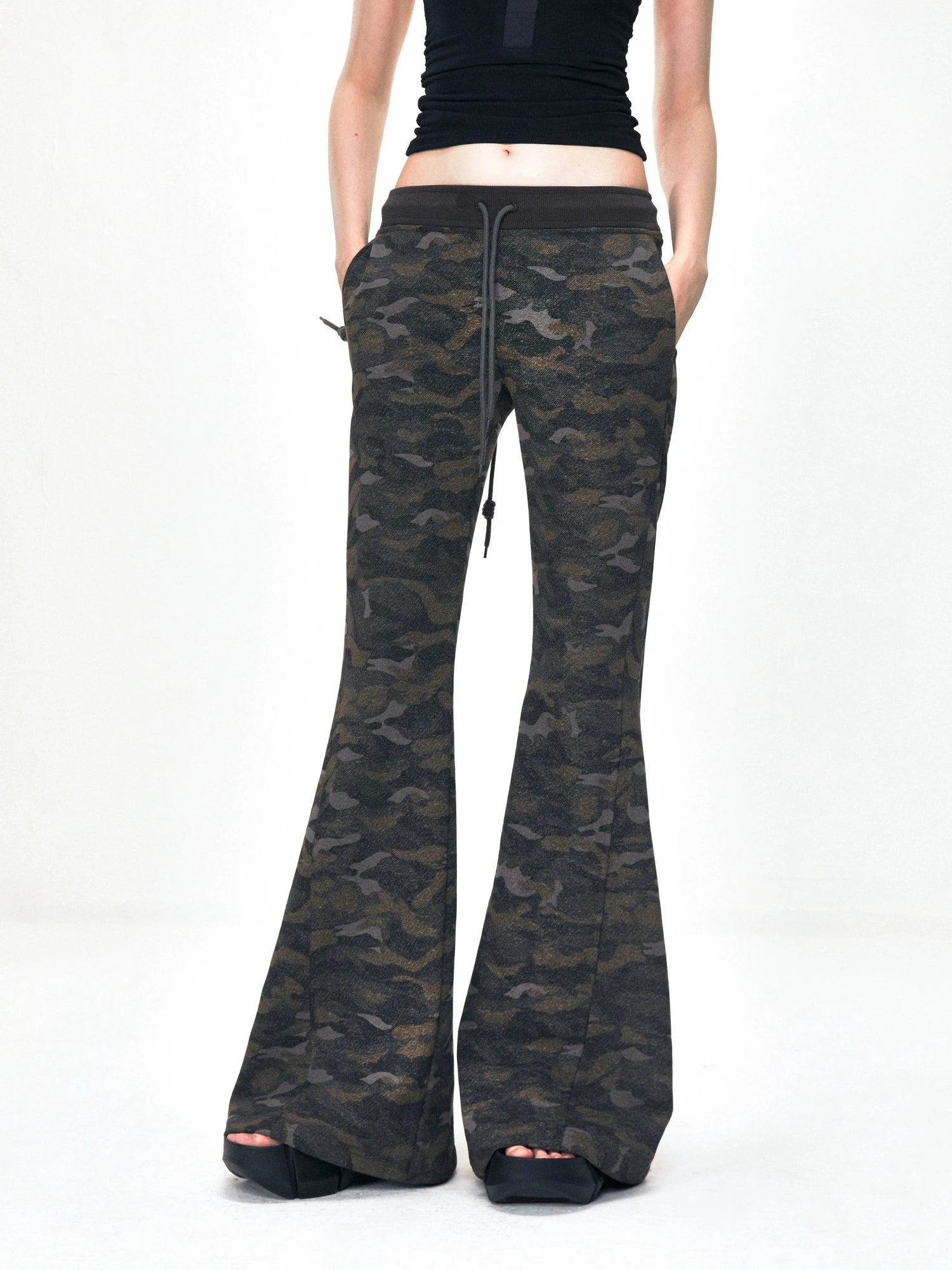 kvkv Vintage Camouflage Drawstring Flared Sweatpants