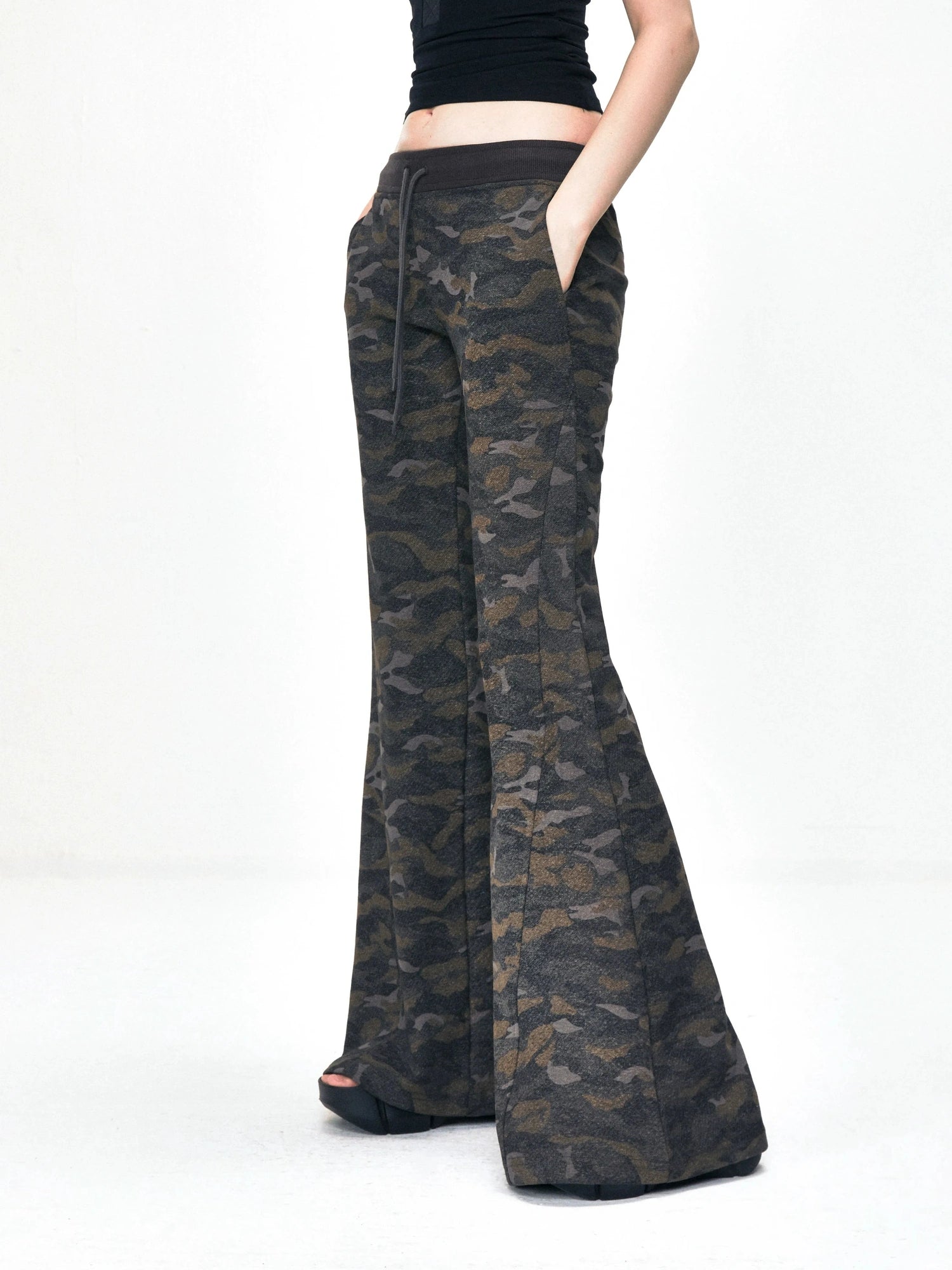kvkv Vintage Camouflage Drawstring Flared Sweatpants