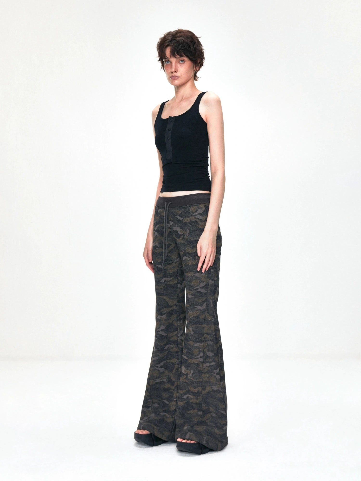 kvkv Vintage Camouflage Drawstring Flared Sweatpants