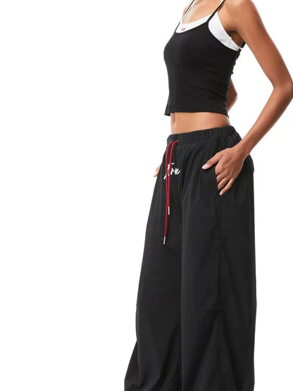 kvkv Vintage Cargo Wide Leg Pants With Adjustable Hem