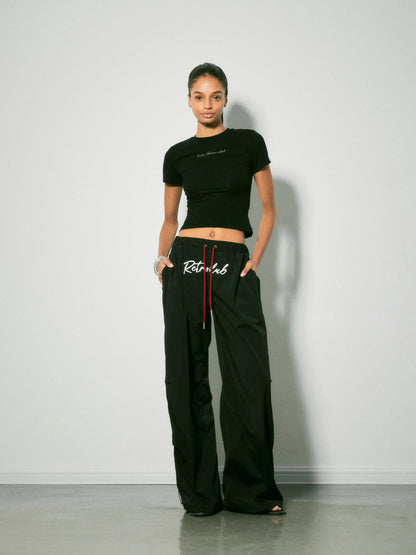 kvkv Vintage Cargo Wide Leg Pants With Adjustable Hem