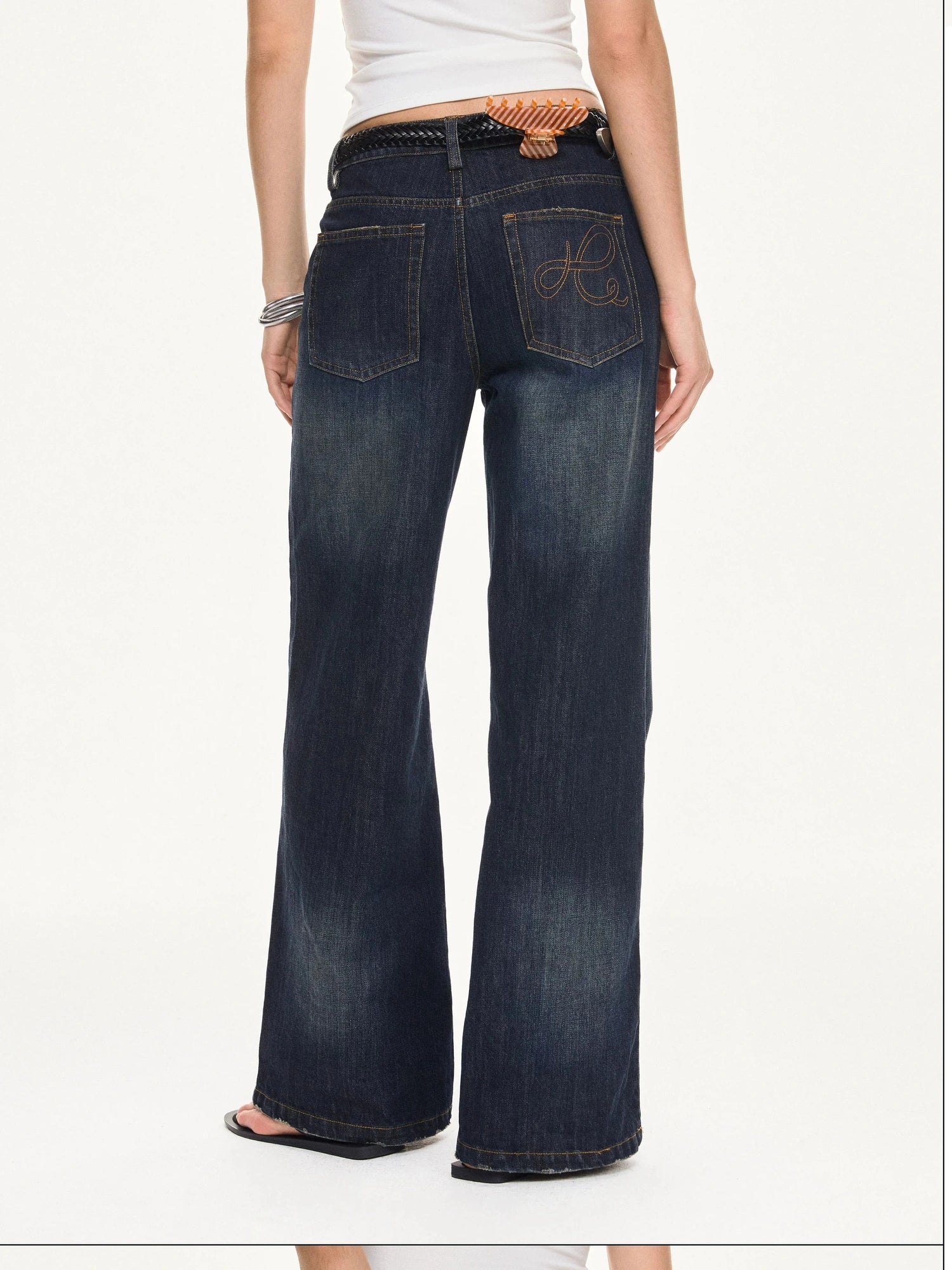 KVKV Yoga Clothing Brand - Vintage Deep Blue Wide Leg Denim Jeans