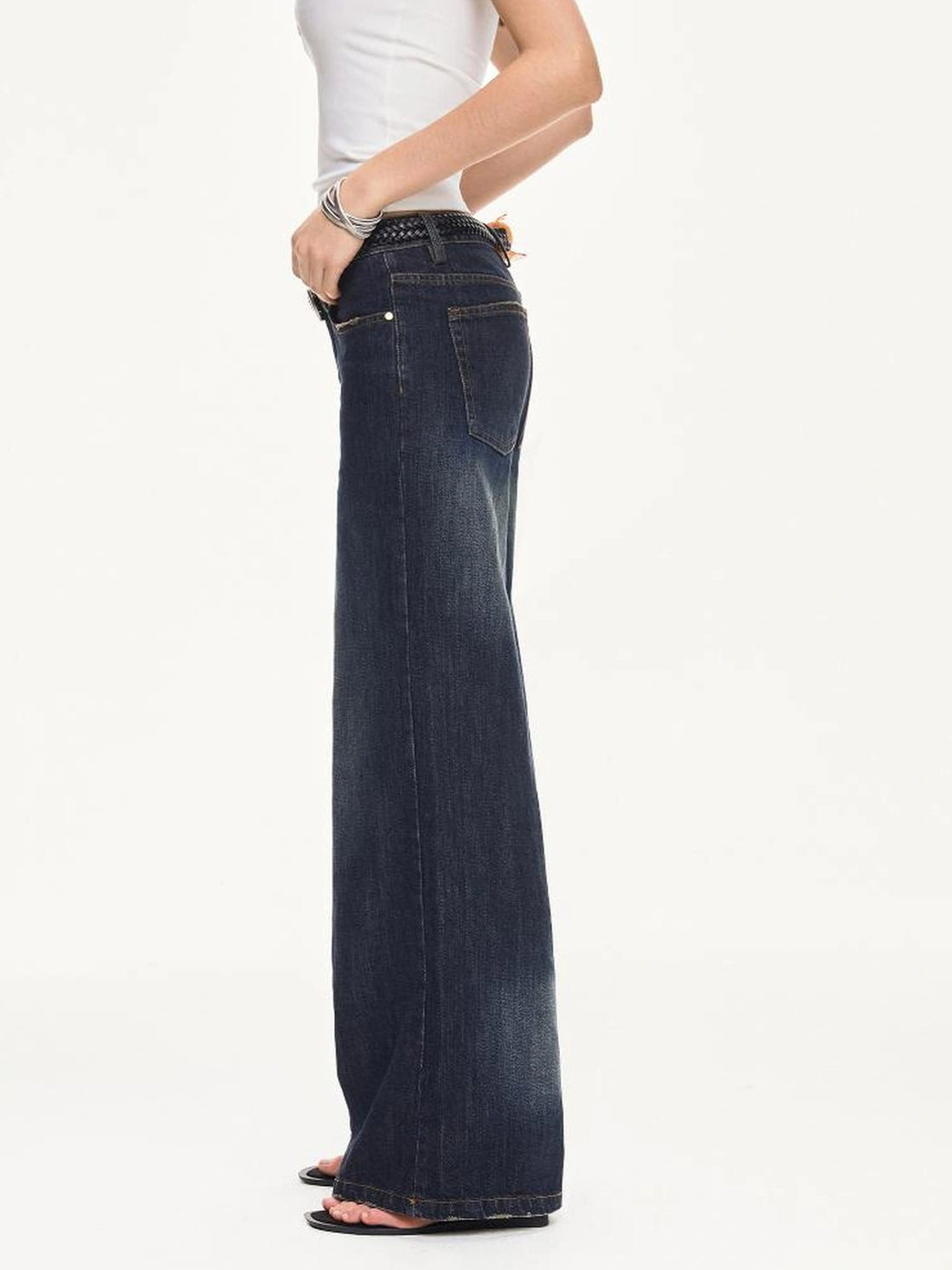 KVKV Yoga Clothing Brand - Vintage Deep Blue Wide Leg Denim Jeans