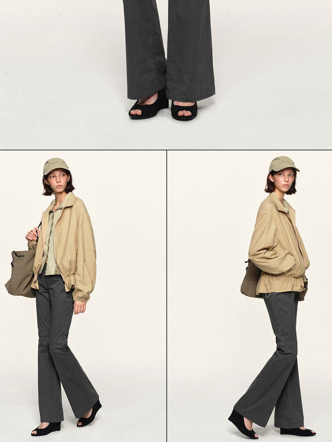 kvkv Vintage Drawstring Waist Khaki Women&