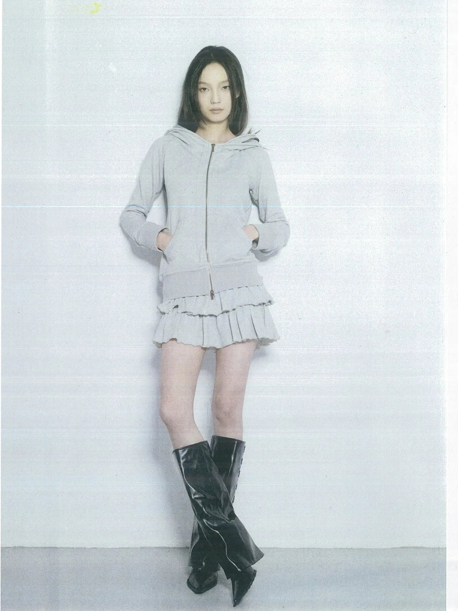 kvkv Vintage Grey Knitted Double Layer Skirt