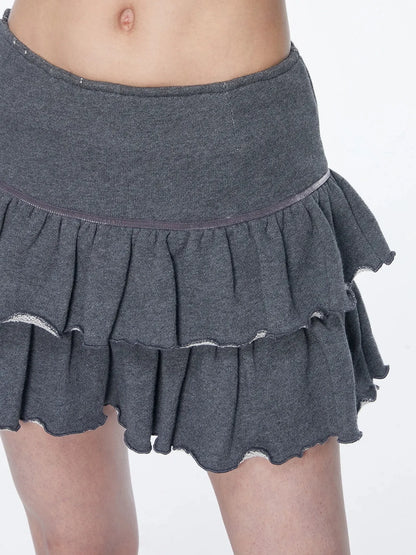 kvkv Vintage Grey Knitted Double Layer Skirt