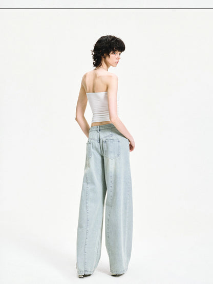 kvkv Vintage Ice Wash Blue Arc Flared Jeans