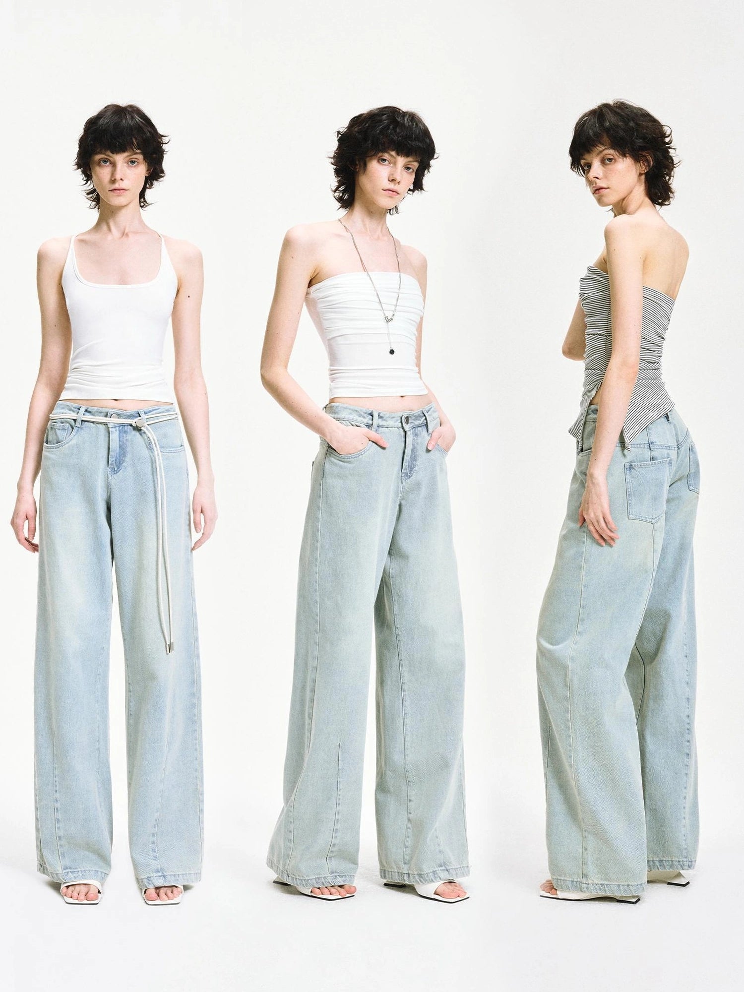 kvkv Vintage Ice Wash Blue Arc Flared Jeans