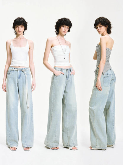 kvkv Vintage Ice Wash Blue Arc Flared Jeans