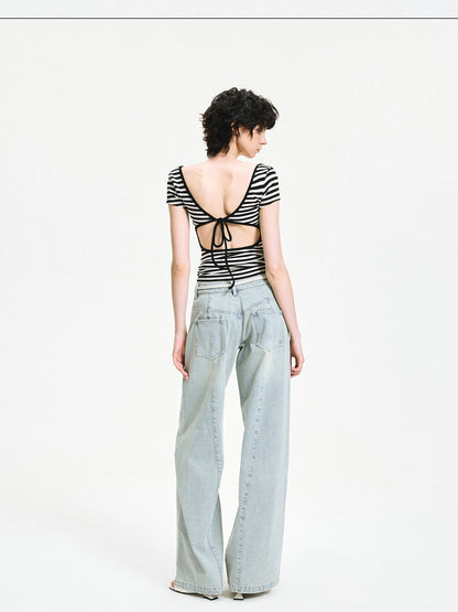 kvkv Vintage Ice Wash Blue Arc Flared Jeans