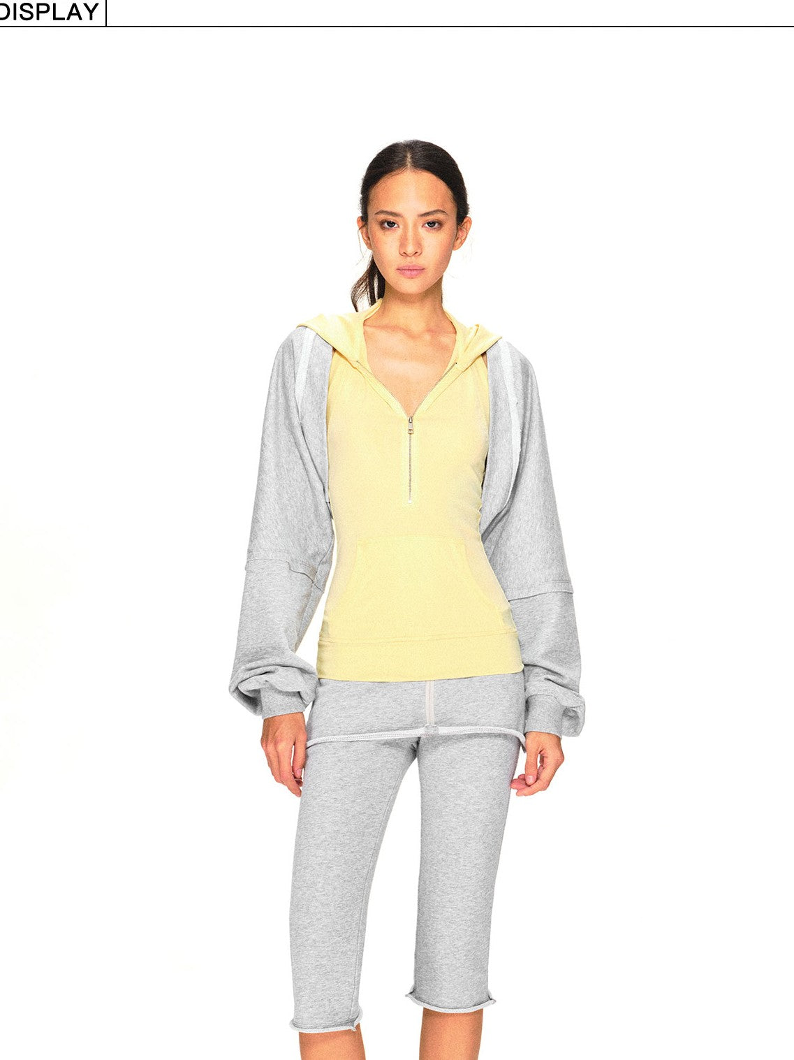 kvkv Vintage Pale Yellow Lyocell Open Back Zip Hooded Women&