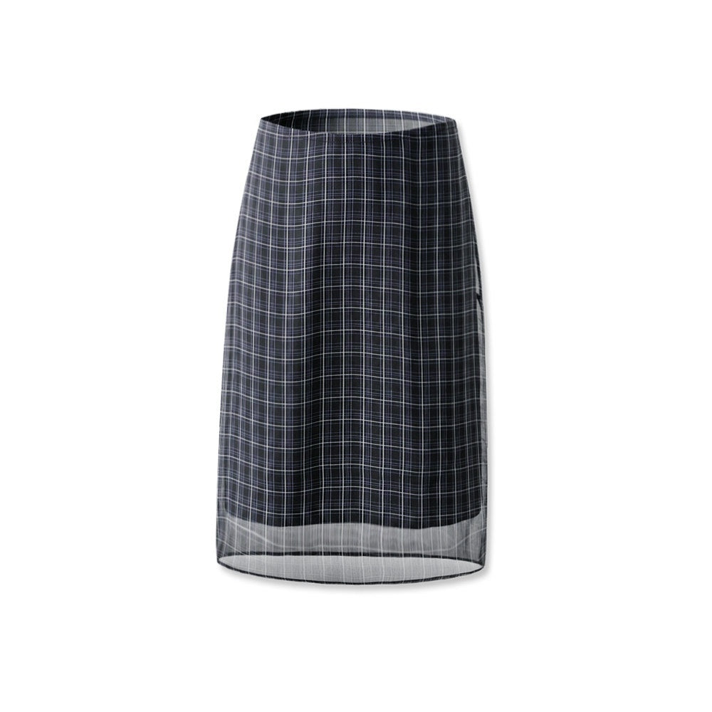 kvkv_Vintage_Plaid_Mesh_Double_Layer_Detachable_Women&