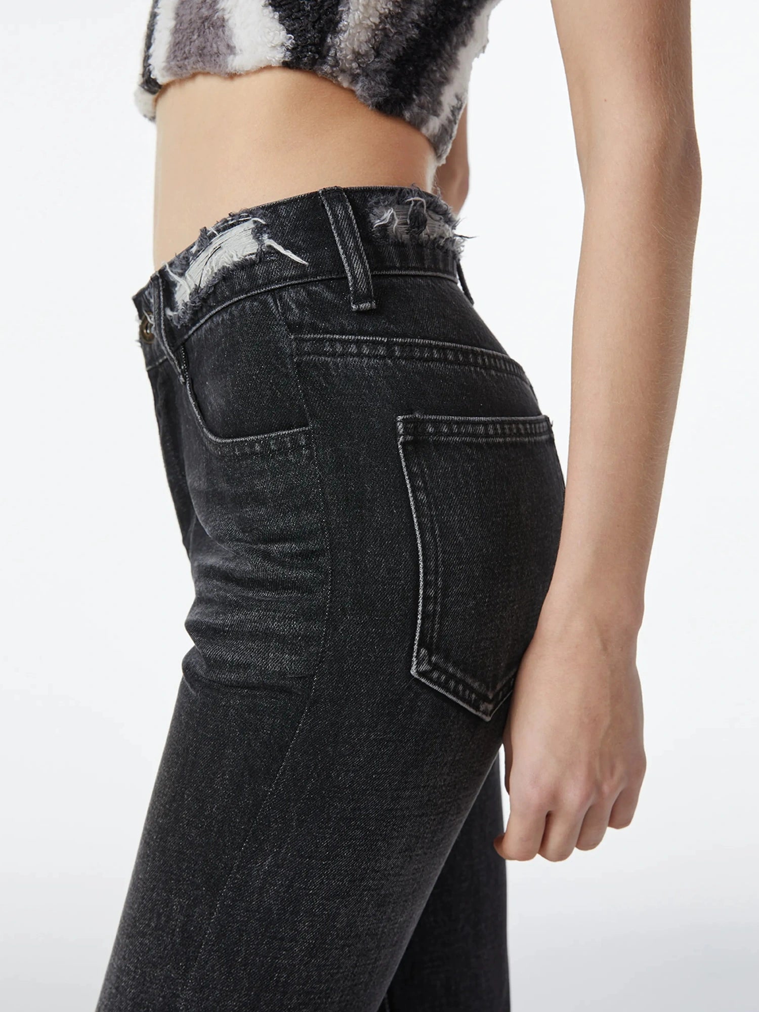 kvkv Vintage Ripped Flared Jeans With Whisker Wash