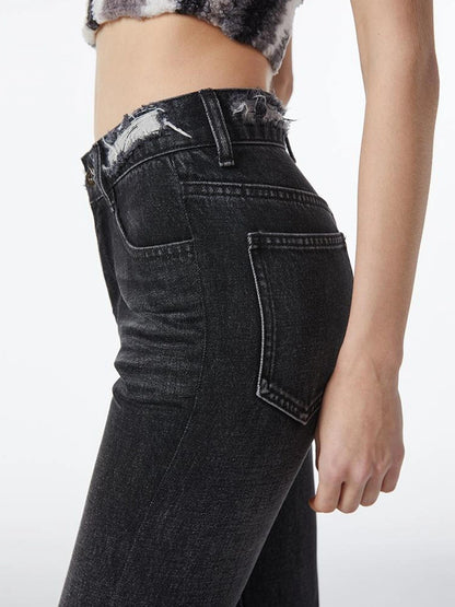 kvkv Vintage Ripped Flared Jeans With Whisker Wash