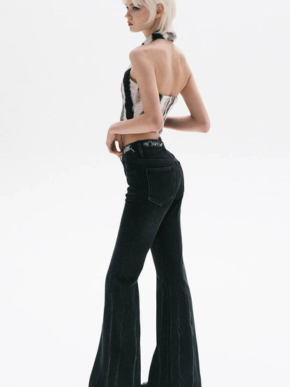 kvkv Vintage Ripped Flared Jeans With Whisker Wash