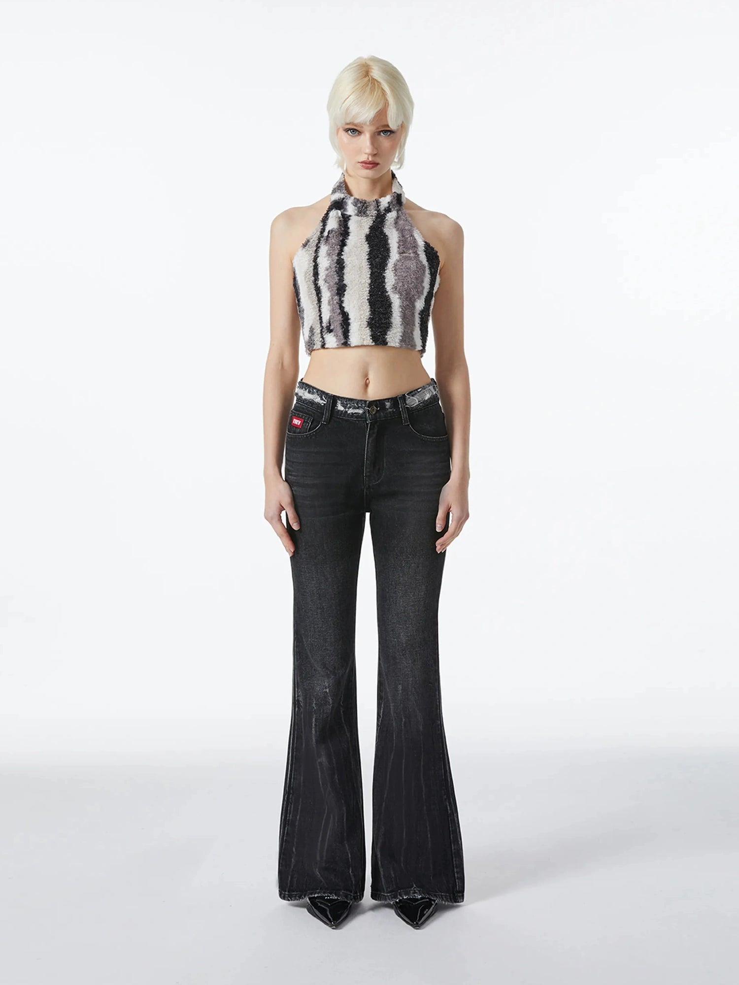 kvkv Vintage Ripped Flared Jeans With Whisker Wash