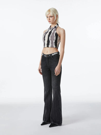 kvkv Vintage Ripped Flared Jeans With Whisker Wash