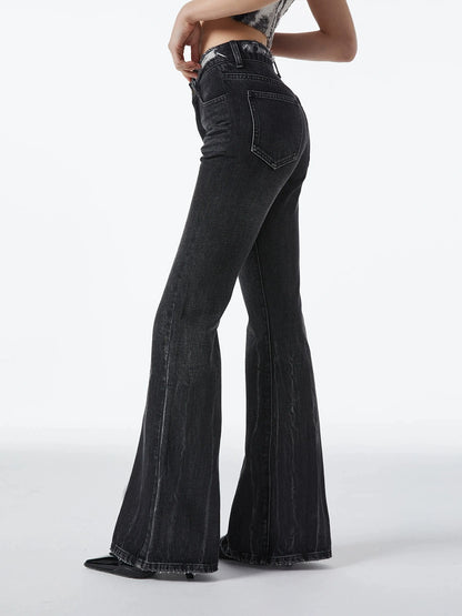 kvkv Vintage Ripped Flared Jeans With Whisker Wash