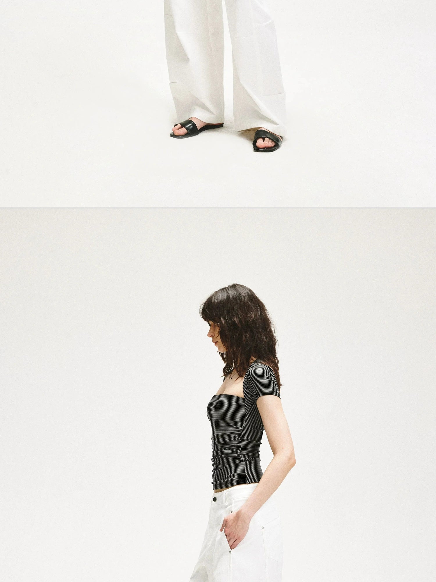 KVKV Yoga Clothing Brand - Vintage Stripe Square Neck Fitted Tee