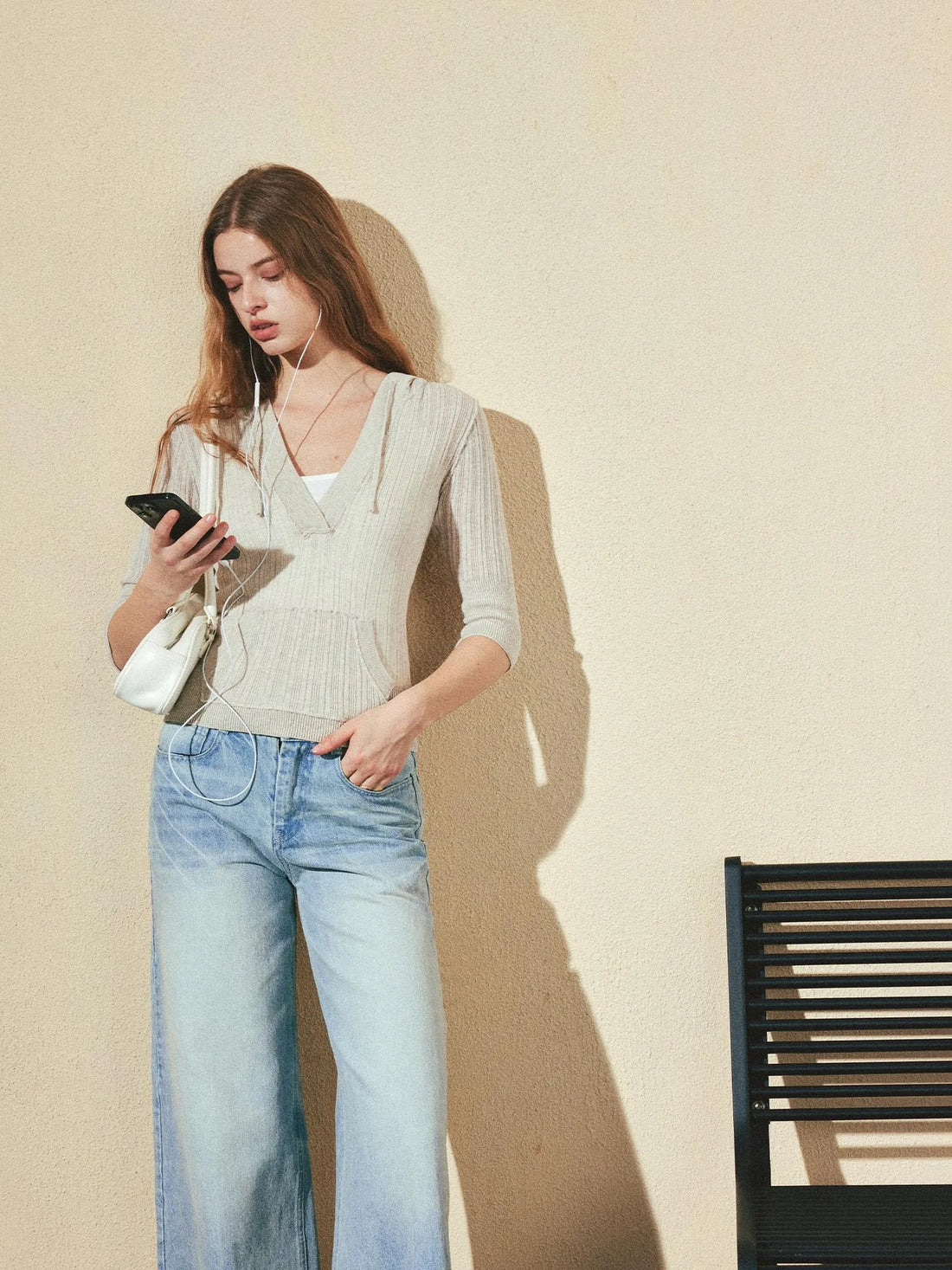 kvkv Vintage V-neck Cropped Cable Knit Sweater