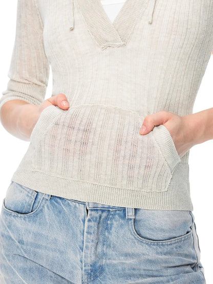 kvkv Vintage V-neck Cropped Cable Knit Sweater