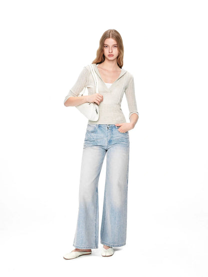 kvkv Vintage V-neck Cropped Cable Knit Sweater