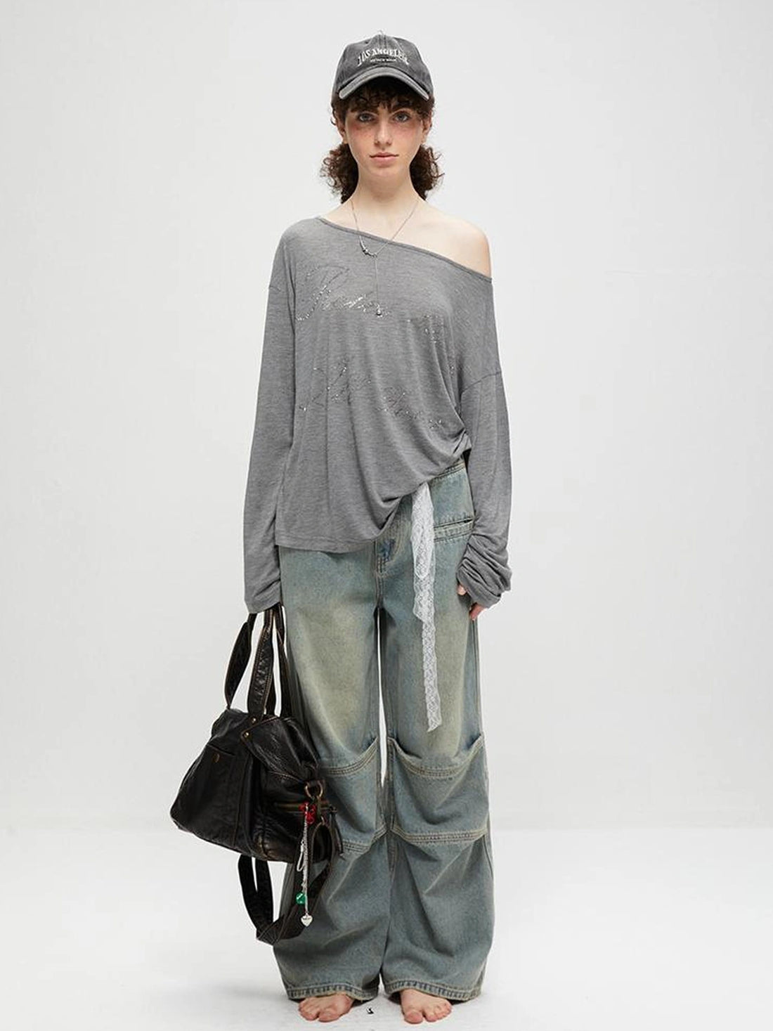 kvkv Vintage Washed Loose Fit Wide Leg Jeans