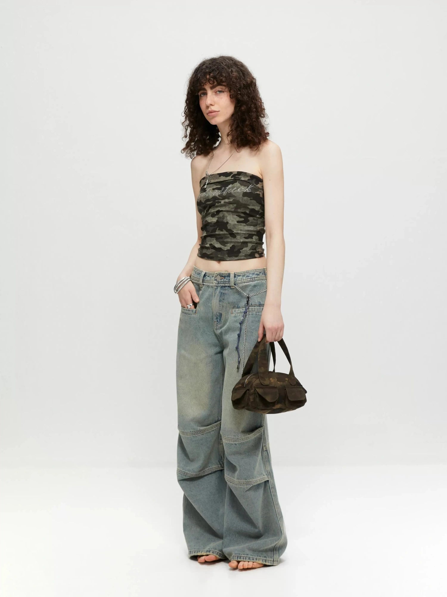kvkv Vintage Washed Loose Fit Wide Leg Jeans