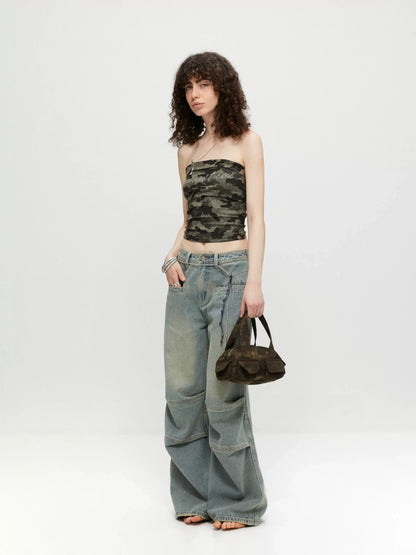 kvkv Vintage Washed Loose Fit Wide Leg Jeans