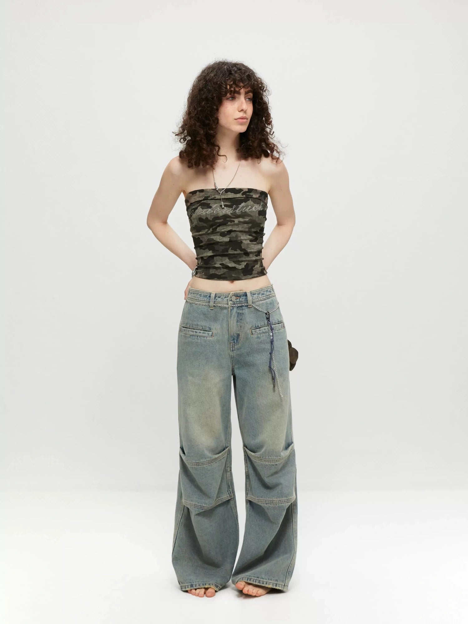 kvkv Vintage Washed Loose Fit Wide Leg Jeans