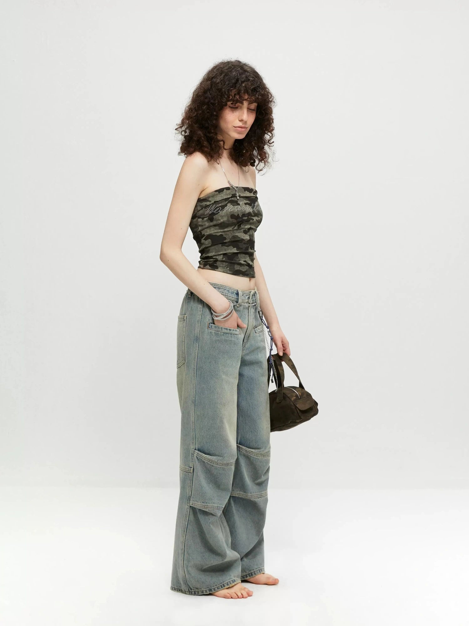 kvkv Vintage Washed Loose Fit Wide Leg Jeans