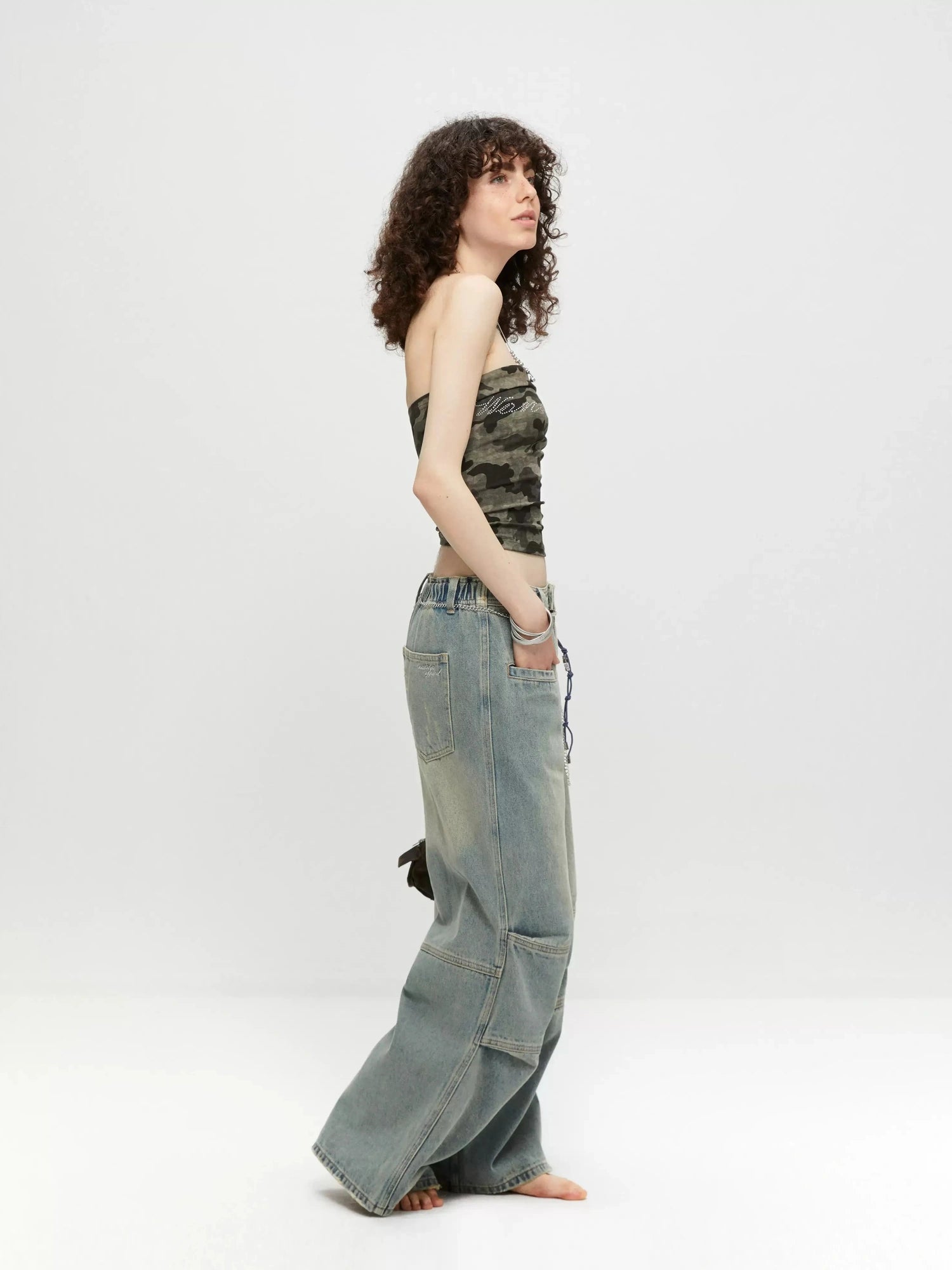 kvkv Vintage Washed Loose Fit Wide Leg Jeans