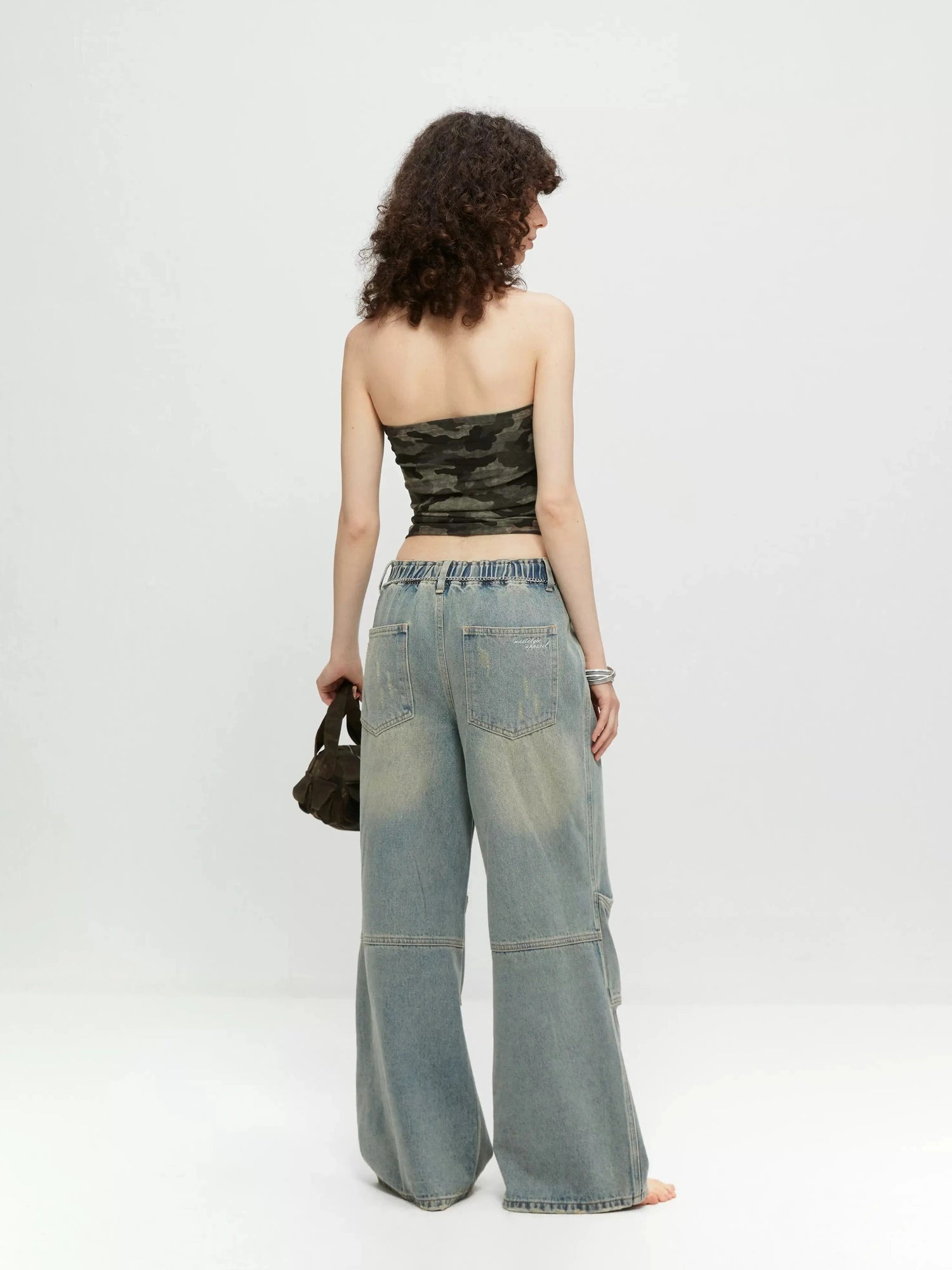 kvkv Vintage Washed Loose Fit Wide Leg Jeans