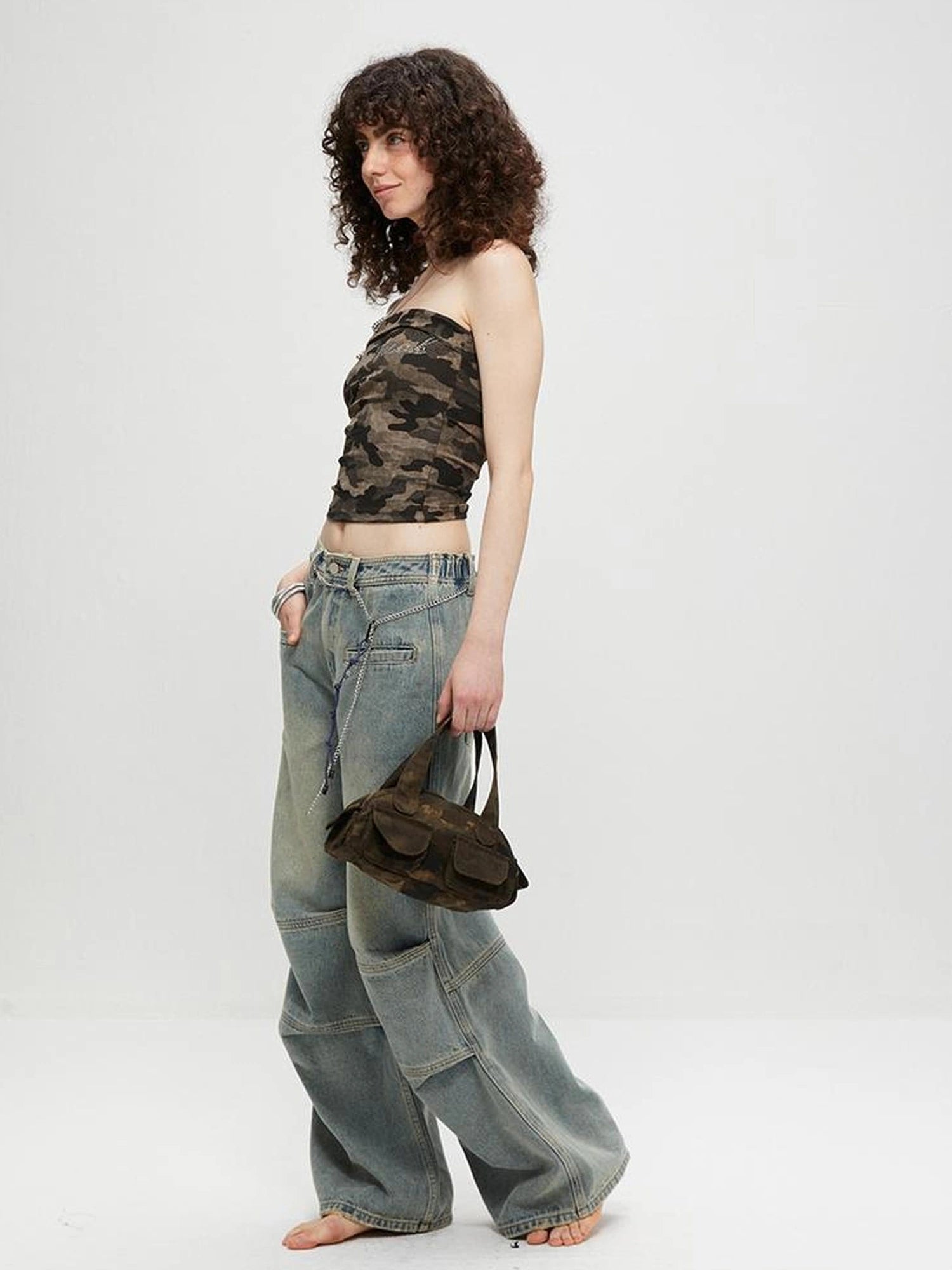 kvkv Vintage Washed Loose Fit Wide Leg Jeans