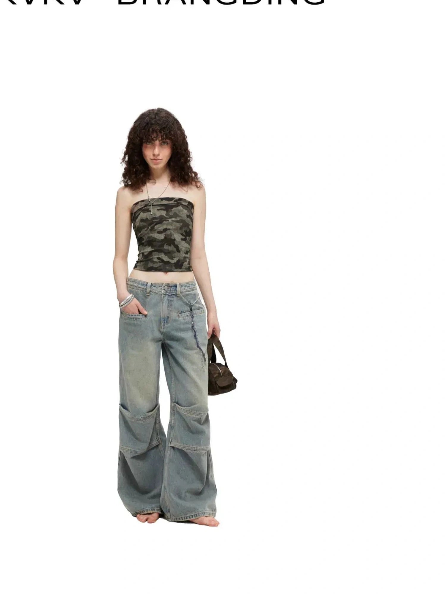 kvkv Vintage Washed Loose Fit Wide Leg Jeans