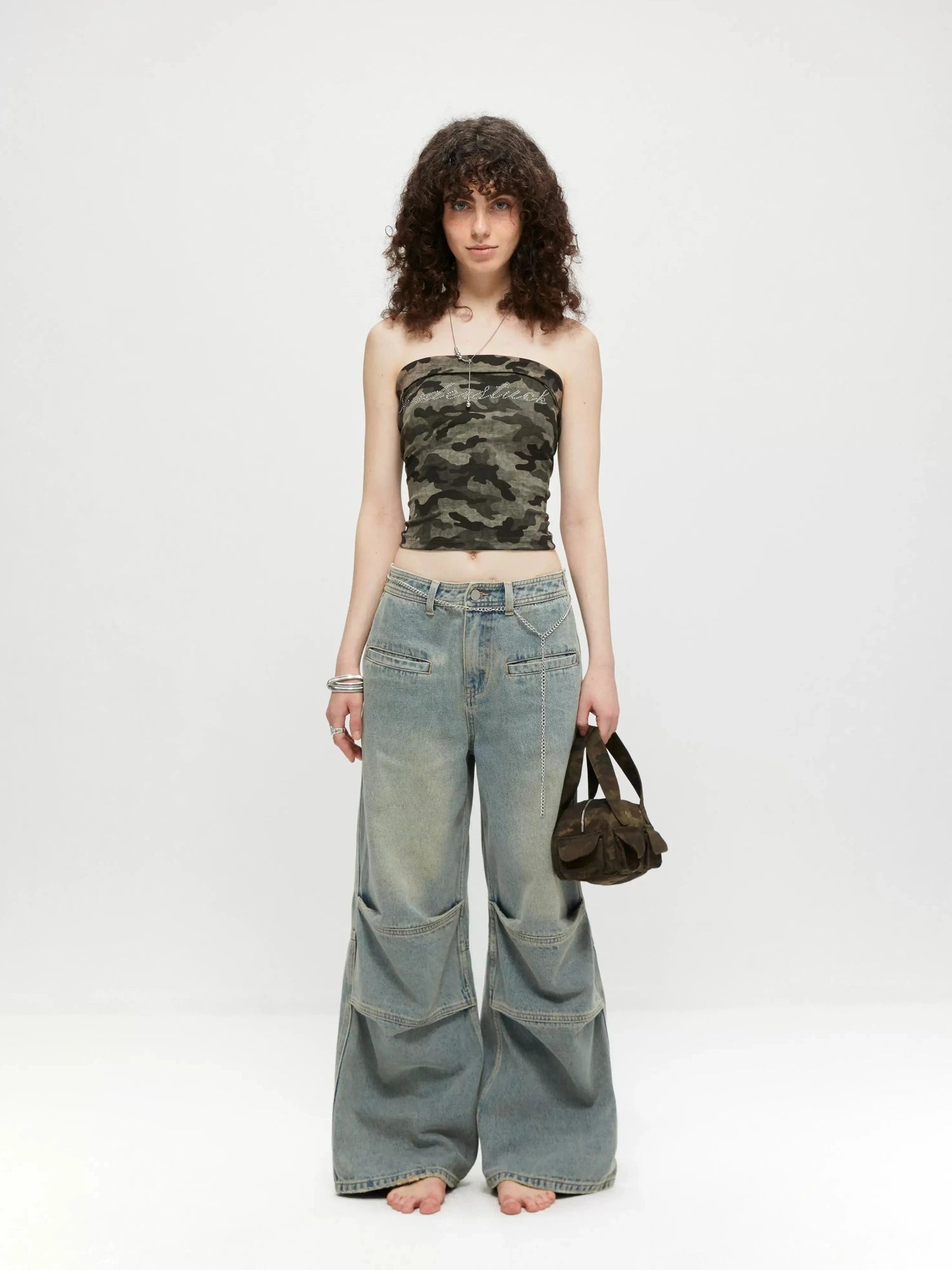 kvkv Vintage Washed Loose Fit Wide Leg Jeans