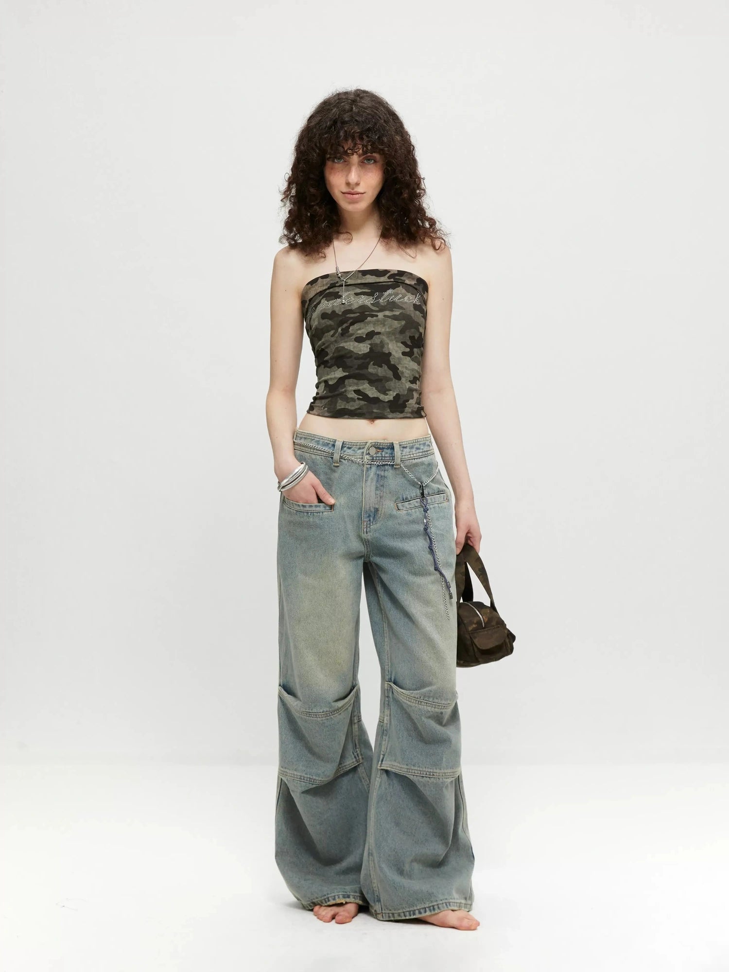 kvkv Vintage Washed Loose Fit Wide Leg Jeans