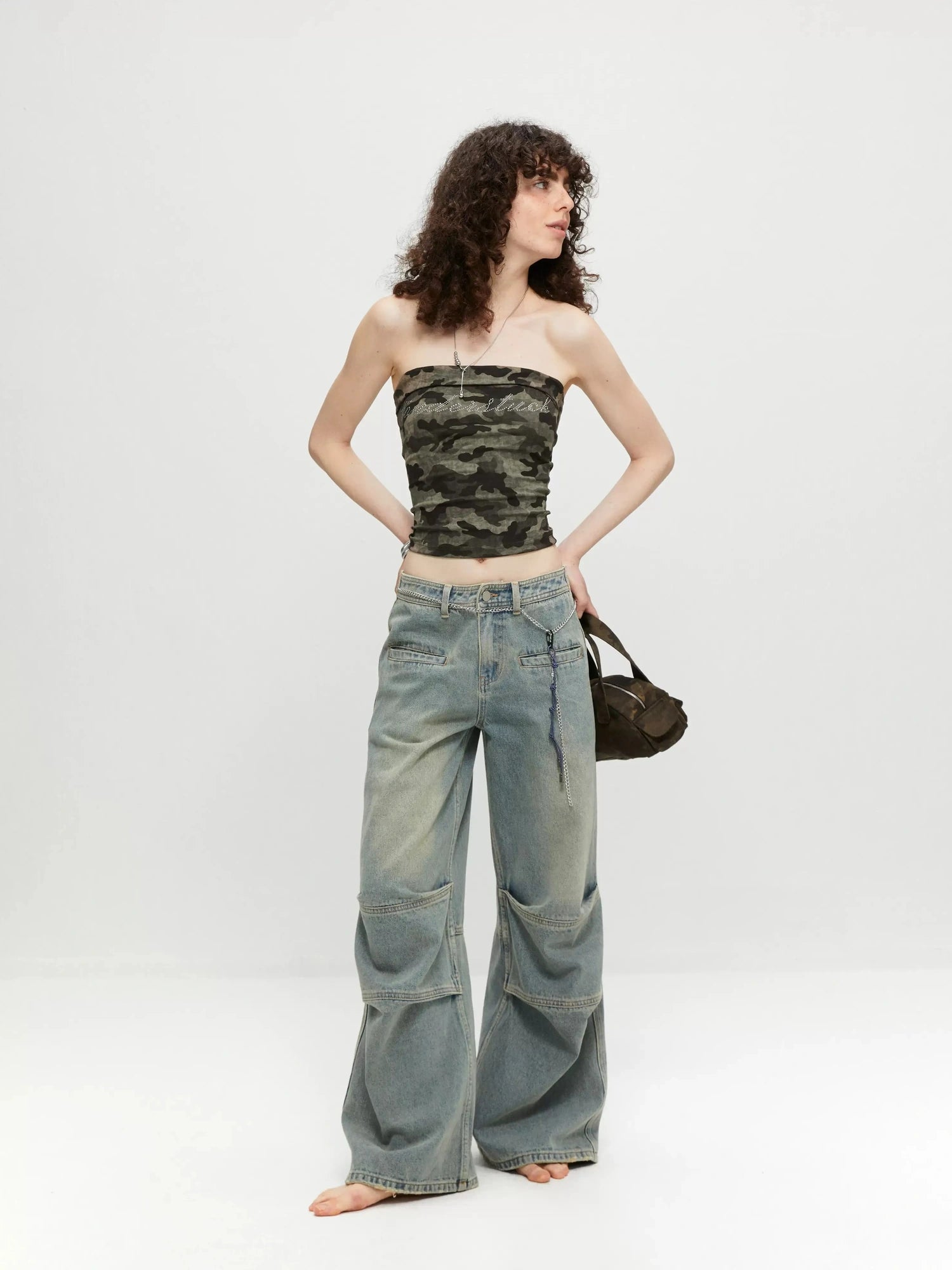kvkv Vintage Washed Loose Fit Wide Leg Jeans
