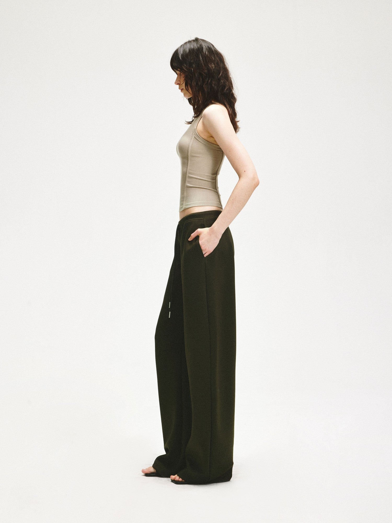 kvkv Wheat Gray Ribbed Slim Fit Women&