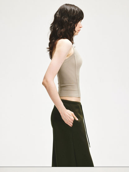kvkv Wheat Gray Ribbed Slim Fit Women&