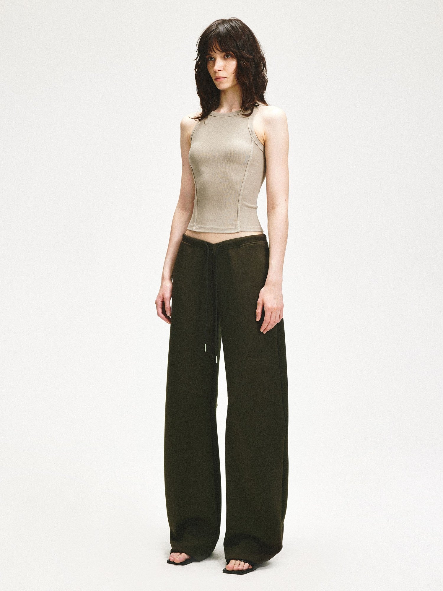 kvkv Wheat Gray Ribbed Slim Fit Women&
