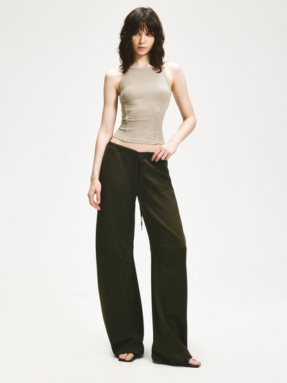 kvkv Wheat Gray Ribbed Slim Fit Women&