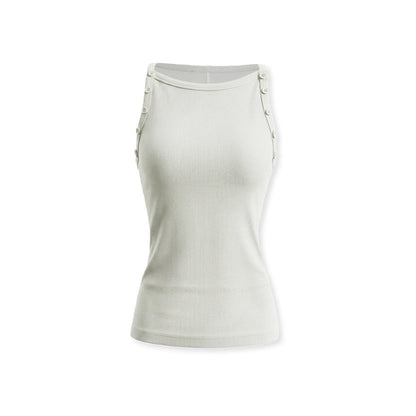 kvkv White Aqua Detachable Buttons Ribbed Convertible Women&