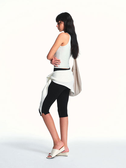 kvkv White Aqua Detachable Buttons Ribbed Convertible Women&