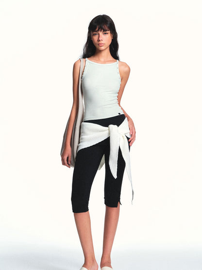 kvkv White Aqua Detachable Buttons Ribbed Convertible Women&
