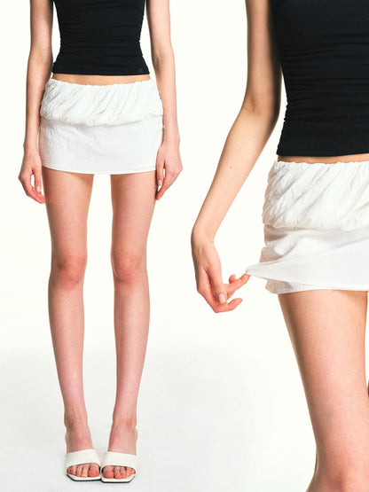 kvkv White Folded Hem Twist Low Rise Wide Band Women&