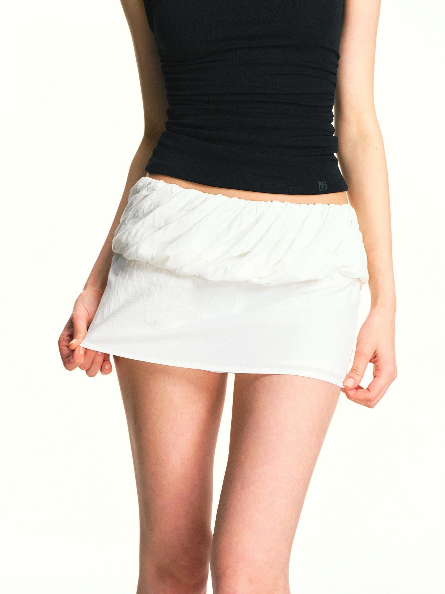 kvkv White Folded Hem Twist Low Rise Wide Band Women&